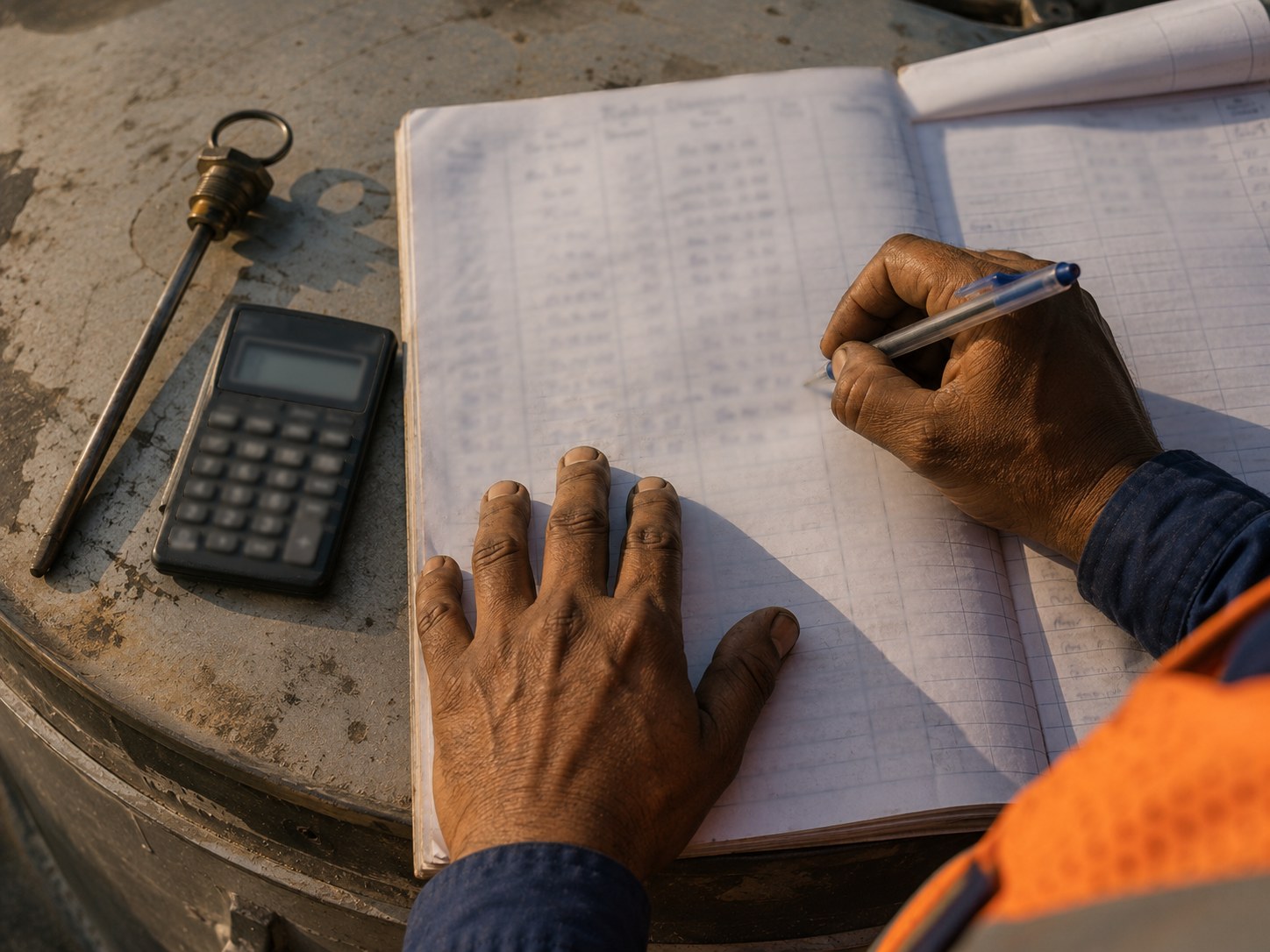 Fuel reconciliation register being completed by an MGP supervisor.